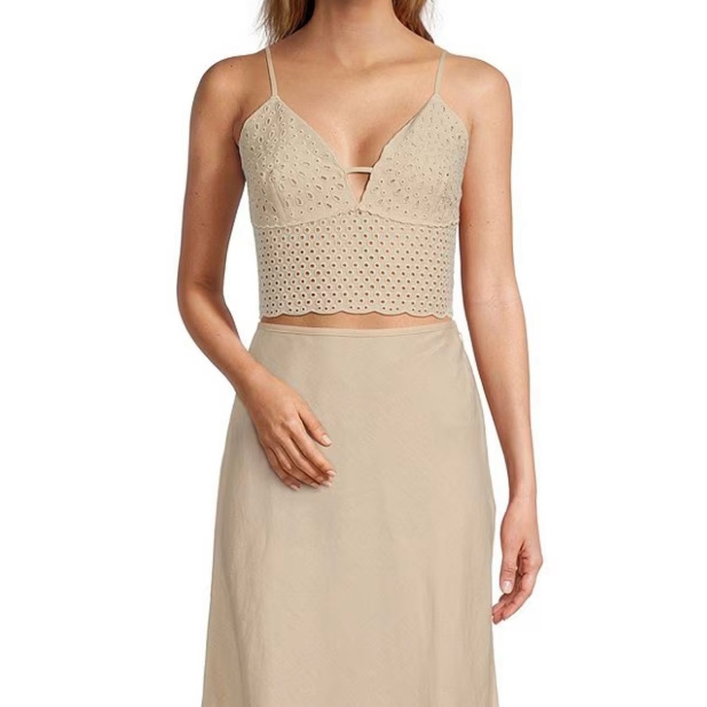 Antonio Melani Beige Eyelet Crop Top